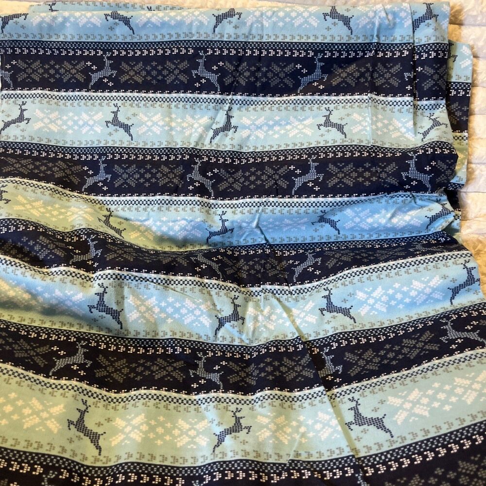 JoAnn Snuggle Flannel Cotton Fabric Winter Blue Deer Nature Animal 440X42" 12 yd